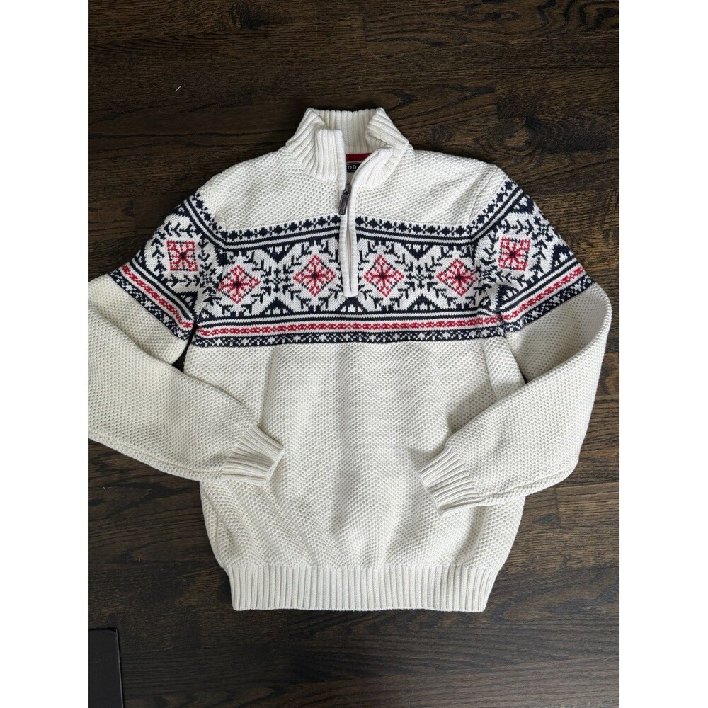 Vintage Izod Men's Fair Isle Nordic 1/4 Zip Ski Sweater Sz M Apres Ski